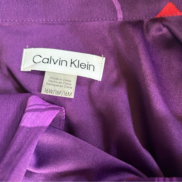 NWT Calvin Klein Floral Print Mock Neck Trapeze Dress, Size 16W - Picture 8 of 9